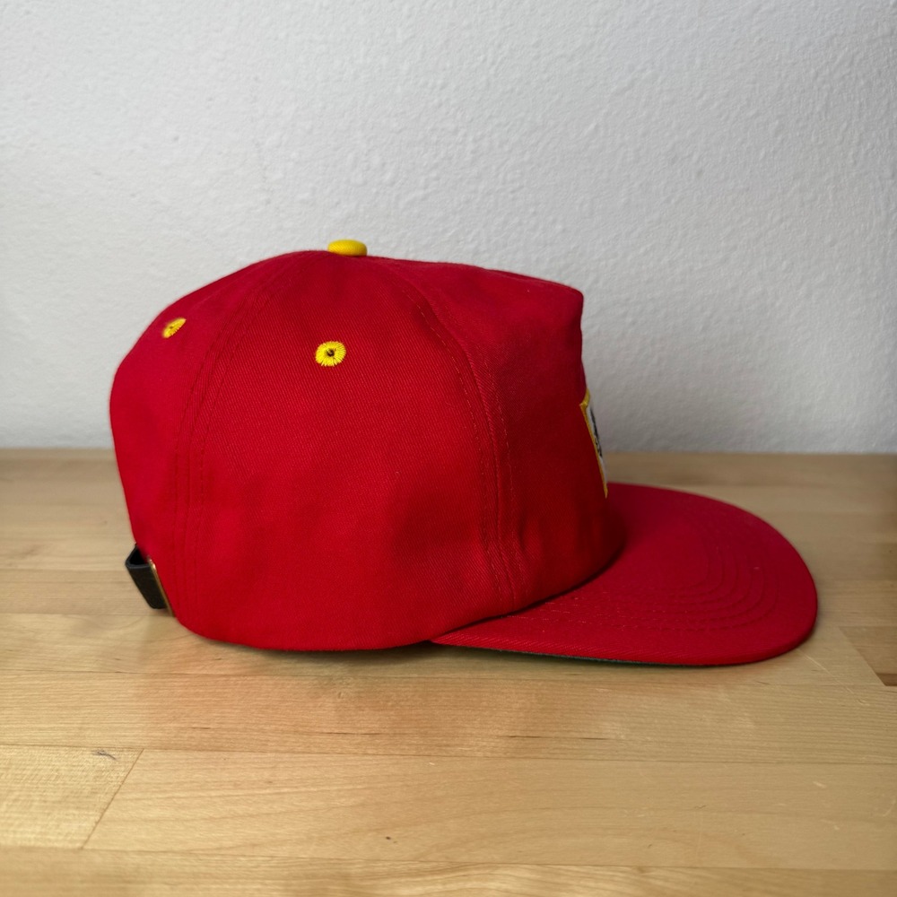 Nation Golf Co Red Yellow Snapback Hat Adjustable Leather Strapback Cap - Picture 6 of 11